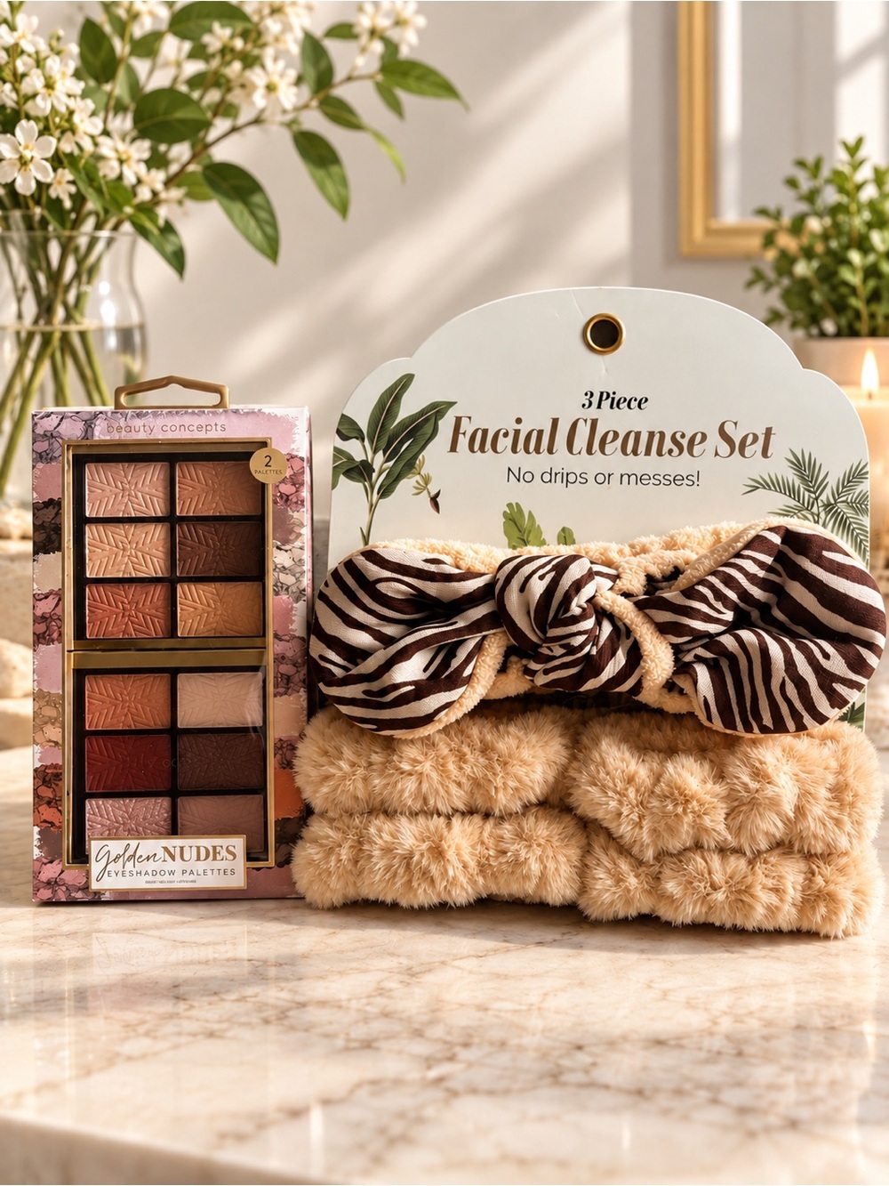 Facial Cleanse Set Zebra & Beauty Creations Eyeshadow Palette